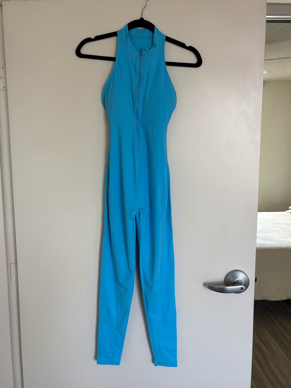 Sleeveless Zip-Front Turquoise Jumpsuit